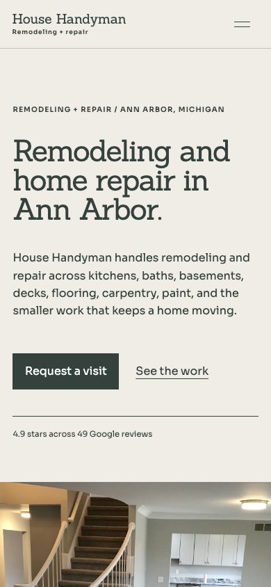 The new homepage on a phone