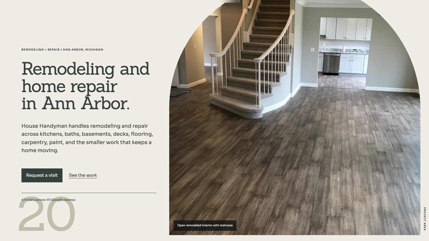 The opening section of the new homepage