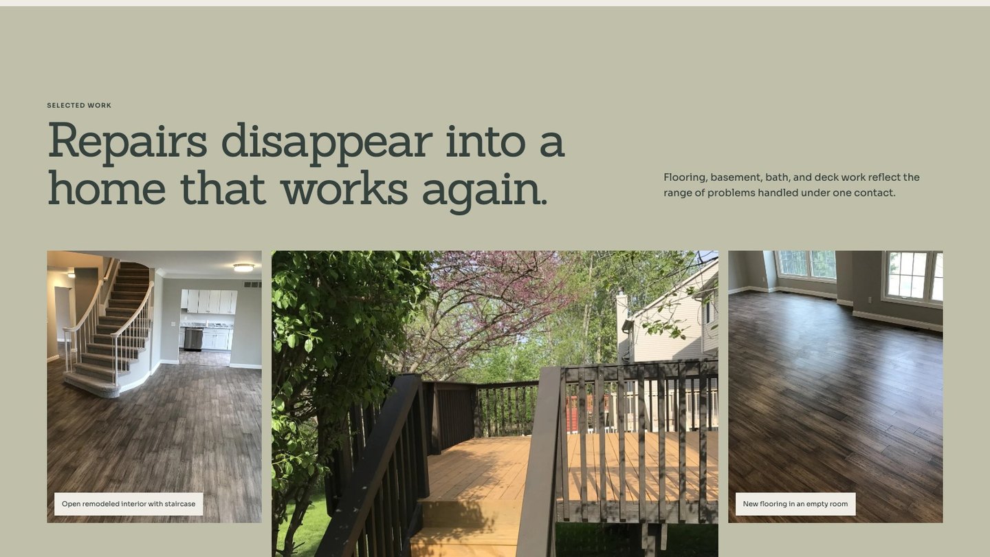 The project section of the new homepage